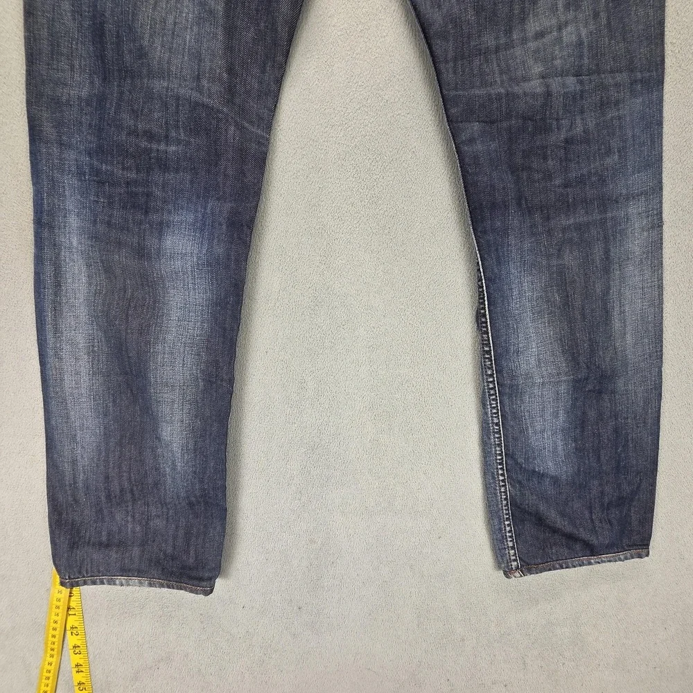 Diesel Jeans Mens 30x34 Blue Larkee-T Regular Tapered Button Altered Hem 0886S